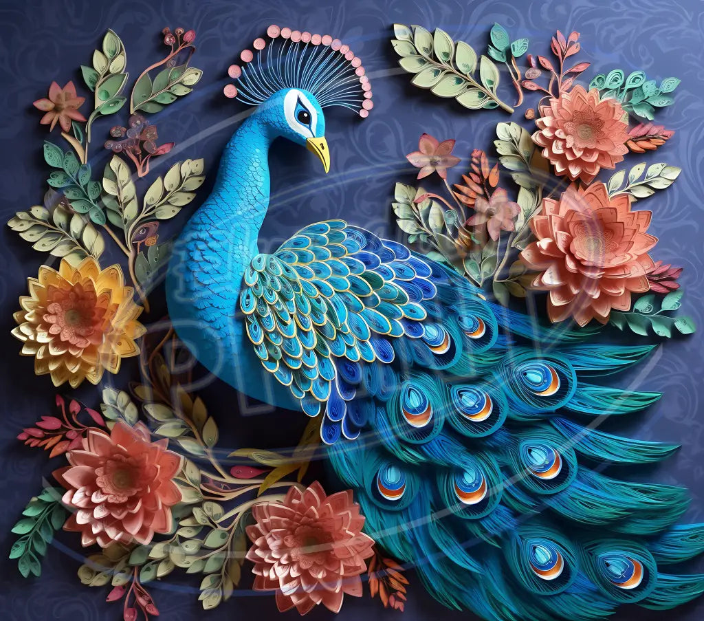 3D Peacocks 014 Printed Pattern Vinyl