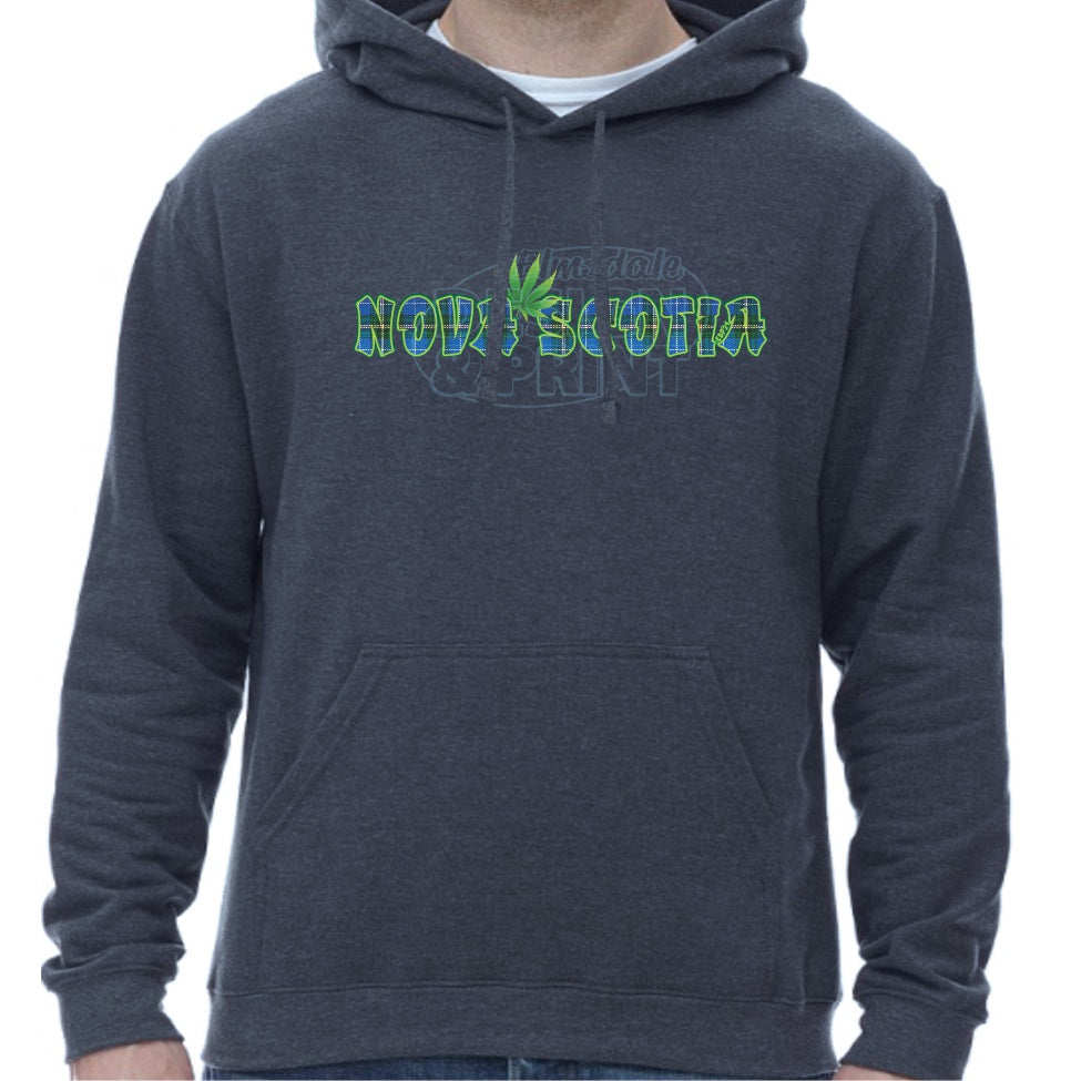 Nova Scotia Tartan Leaf: Hoodies Heather Navy / S