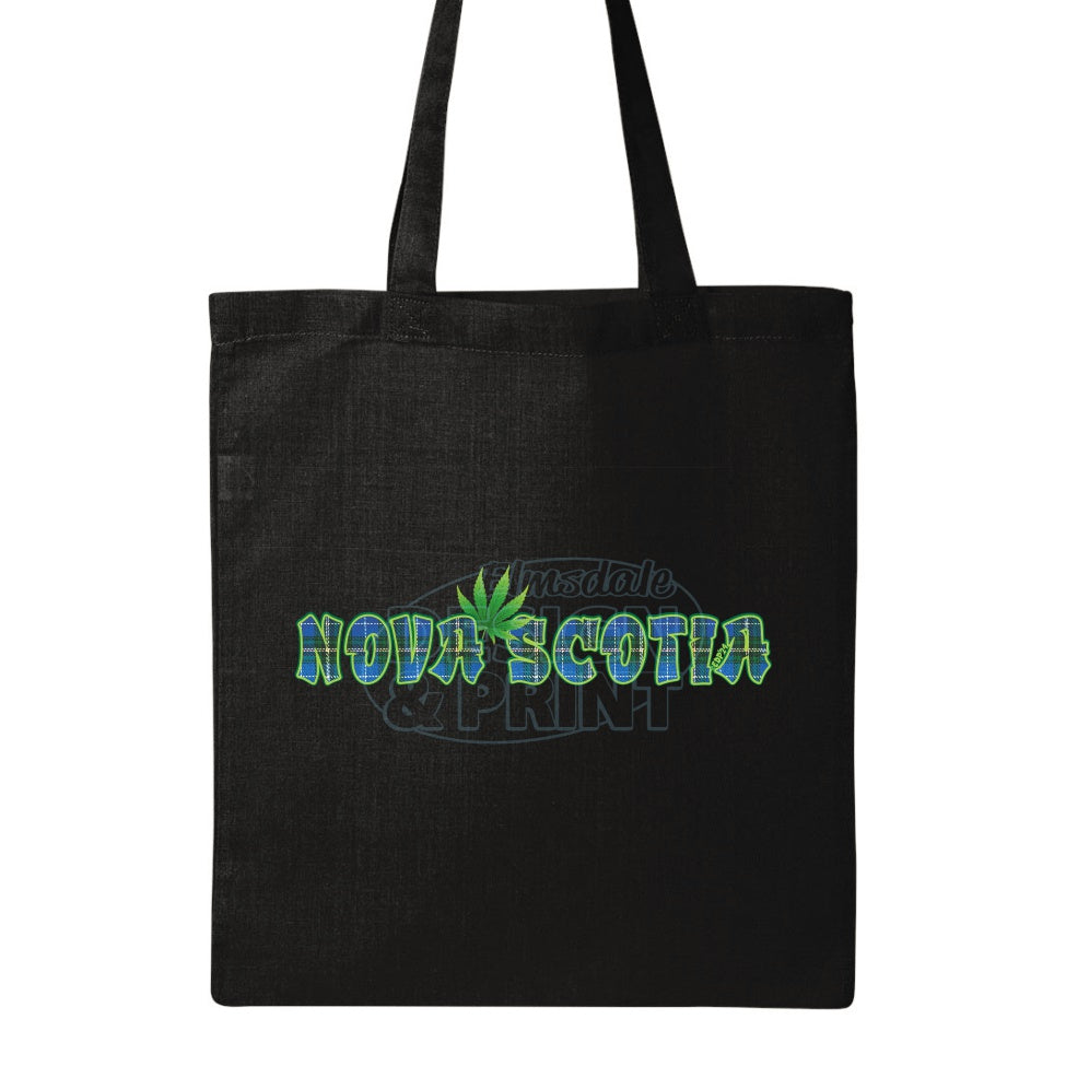 Nova Scotia Tartan Leaf: Tote Bags - Black