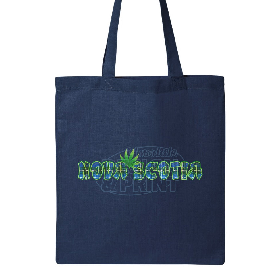 Nova Scotia Tartan Leaf: Tote Bags - Navy
