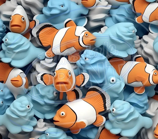 3D Clownfish 006 Printed Pattern Vinyl