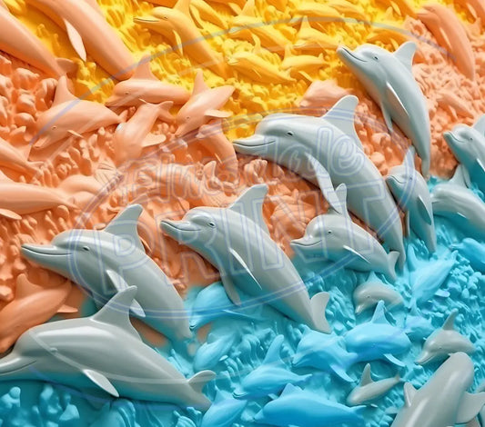3D Dolphins 001 Printed Pattern Vinyl