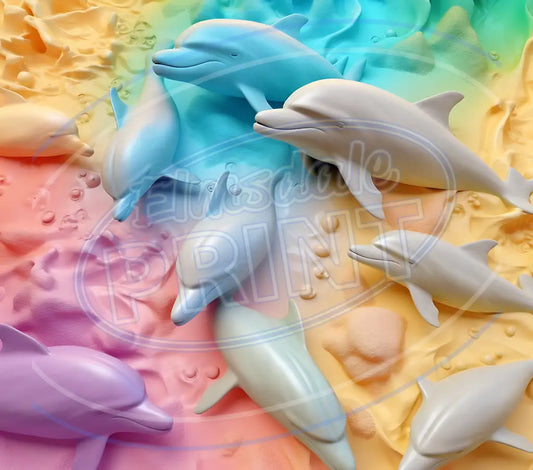 3D Dolphins 006 Printed Pattern Vinyl