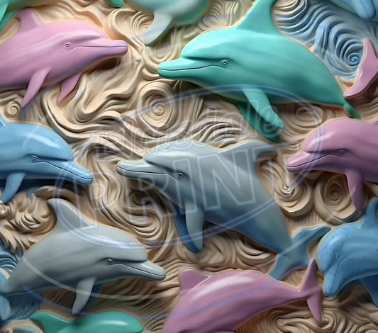 3D Dolphins 007 Printed Pattern Vinyl