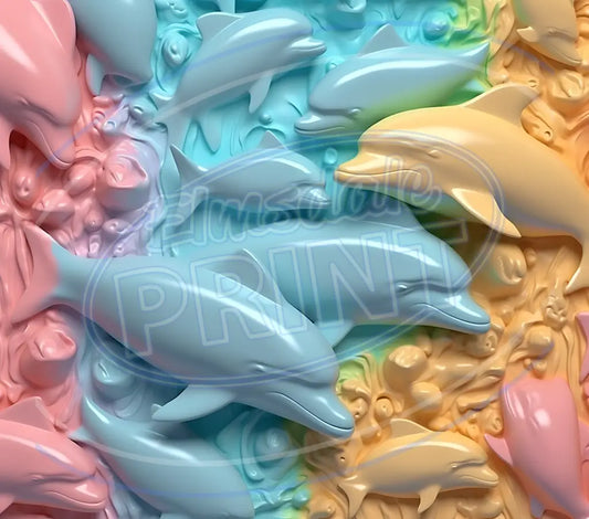 3D Dolphins 013 Printed Pattern Vinyl