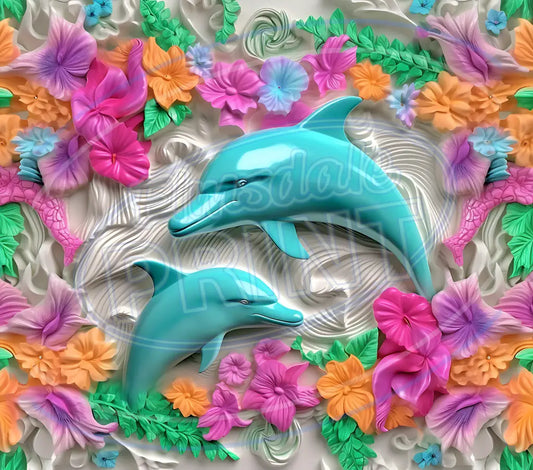 3D Dolphins 017 Printed Pattern Vinyl