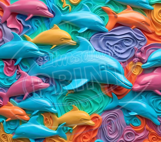 3D Dolphins 018 Printed Pattern Vinyl