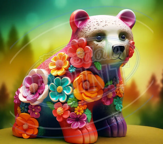 3D Floral Bears 007 Printed Pattern Vinyl