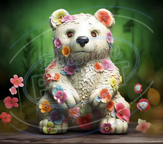3D Floral Bears 008 Printed Pattern Vinyl
