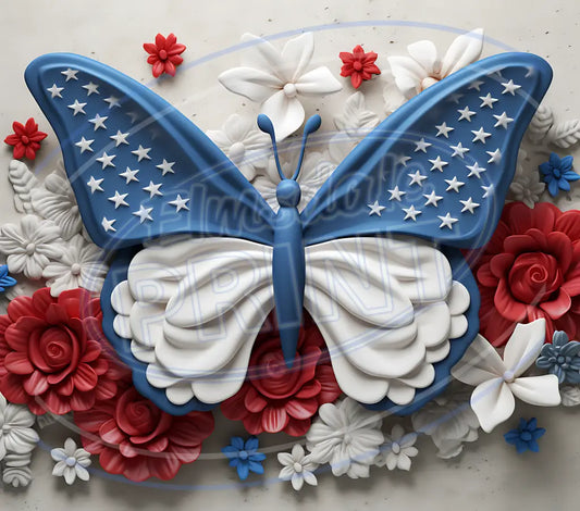 3D Patriotic Butterflies 003 Printed Pattern Vinyl