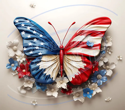 3D Patriotic Butterflies 009 Printed Pattern Vinyl
