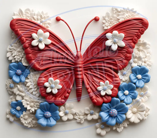 3D Patriotic Butterflies 018 Printed Pattern Vinyl