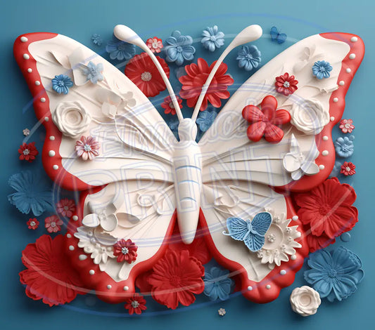 3D Patriotic Butterflies 029 Printed Pattern Vinyl