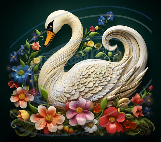 3D Swans 001 Printed Pattern Vinyl