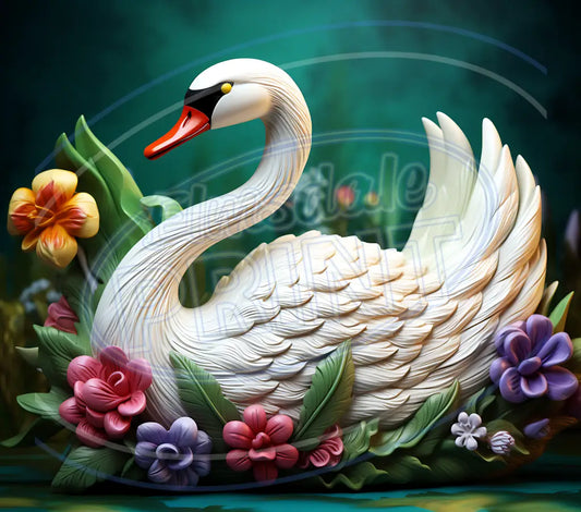 3D Swans 003 Printed Pattern Vinyl