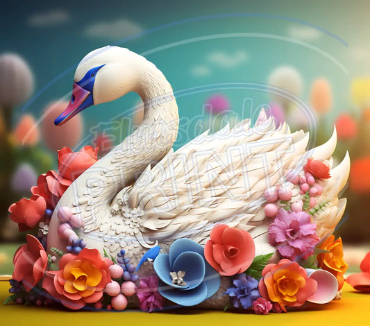 3D Swans 011 Printed Pattern Vinyl