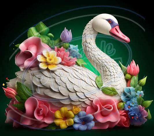 3D Swans 012 Printed Pattern Vinyl