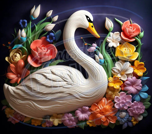 3D Swans 013 Printed Pattern Vinyl