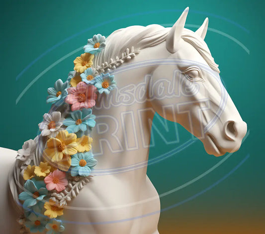 3D White Horses 001 Printed Pattern Vinyl