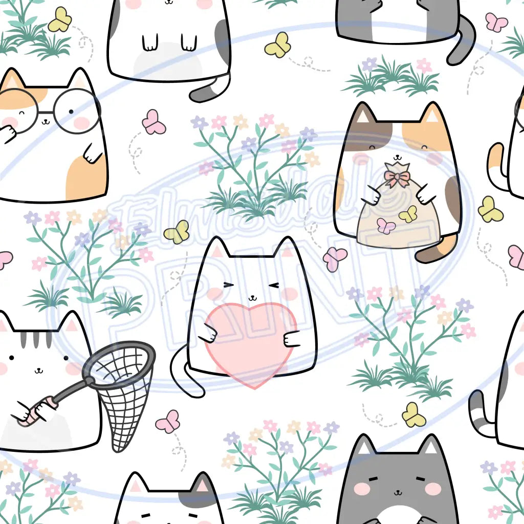 Cute Spring Kitties 014 Printed Pattern Vinyl