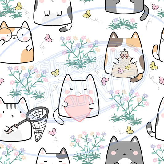 Cute Spring Kitties 014 Printed Pattern Vinyl