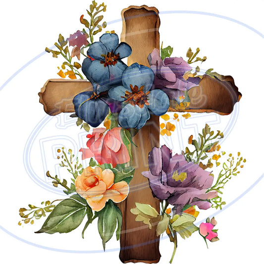 Floral Cross 005 Printed Pattern Vinyl