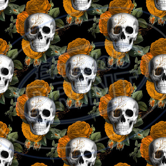 Floral Skulls 004 Printed Pattern Vinyl
