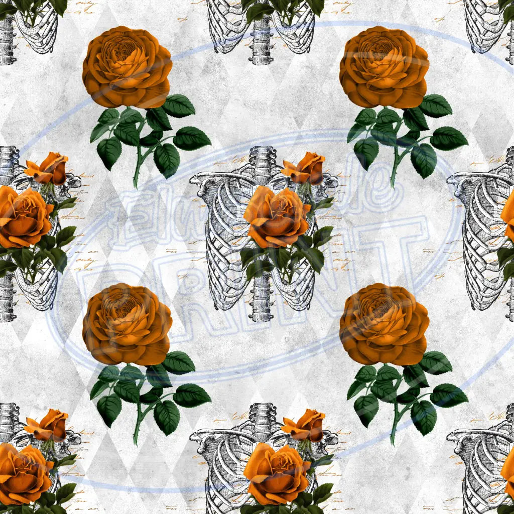 Floral Skulls 009 Printed Pattern Vinyl