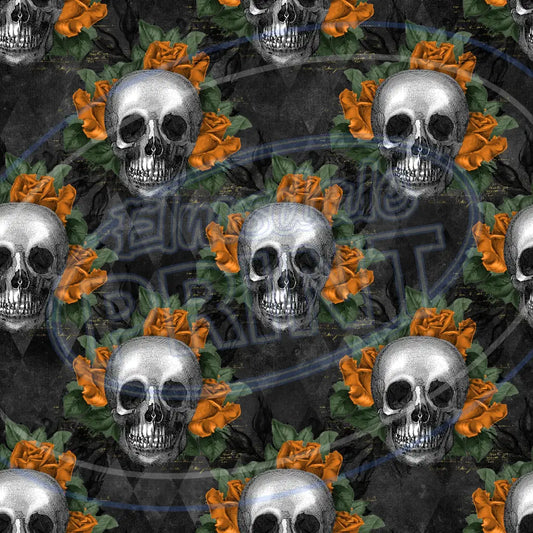 Floral Skulls 012 Printed Pattern Vinyl