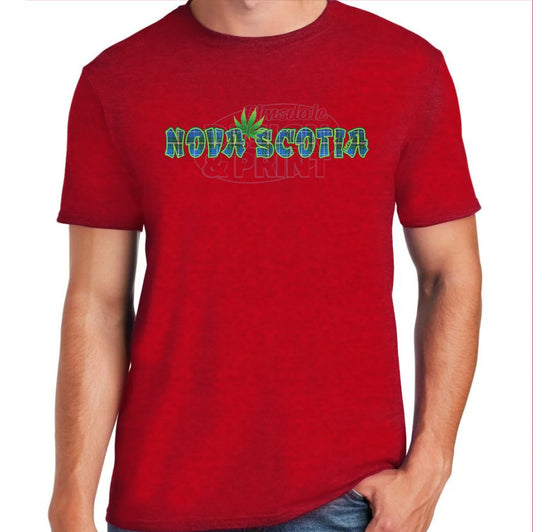 Nova Scotia Tartan Leaf: Tee Shirts - Antique Cherry Red / S