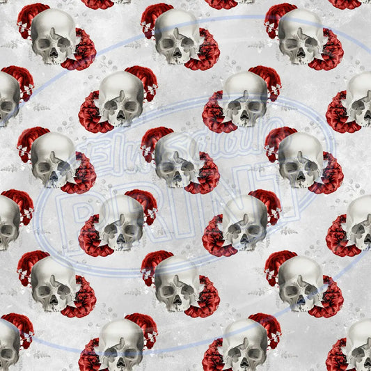 Red Silver Skulls 003 Printed Pattern Vinyl