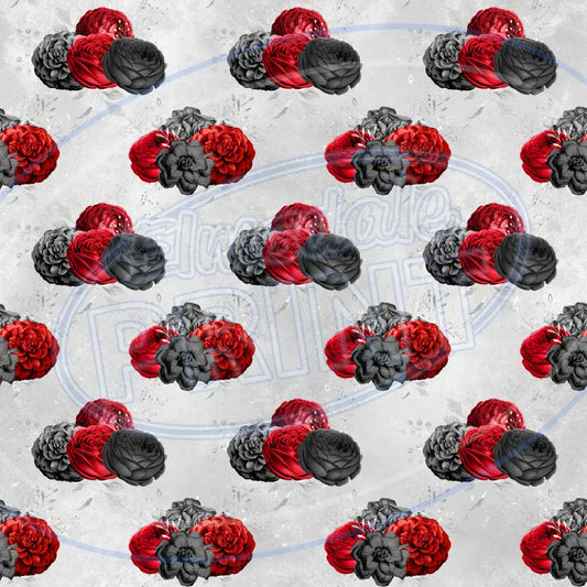 Red Silver Skulls 004 Printed Pattern Vinyl