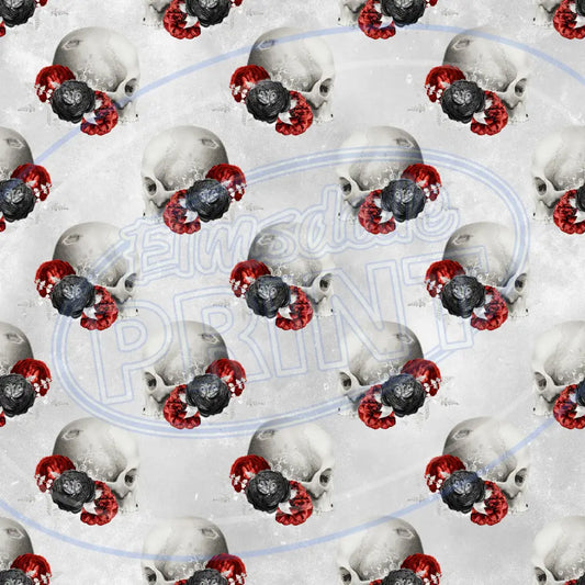 Red Silver Skulls 007 Printed Pattern Vinyl