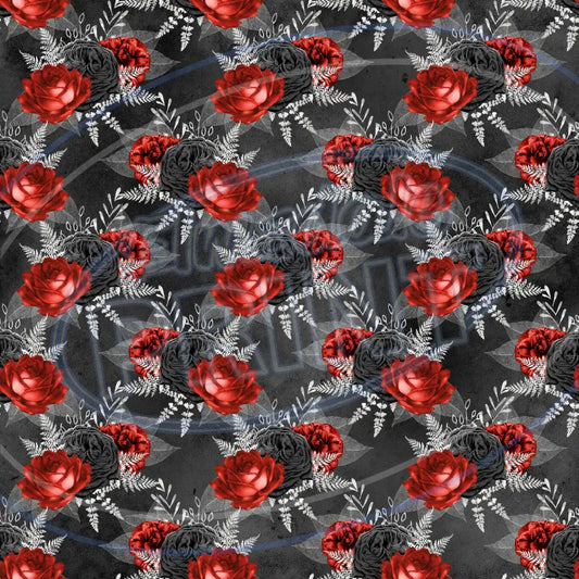 Red Silver Skulls 013 Printed Pattern Vinyl