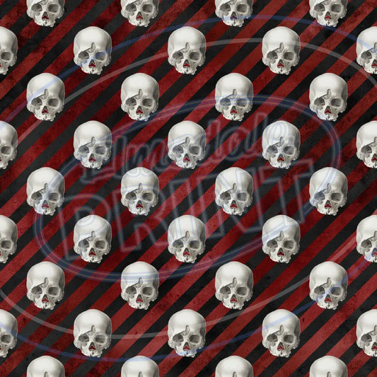 Red Silver Skulls 015 Printed Pattern Vinyl