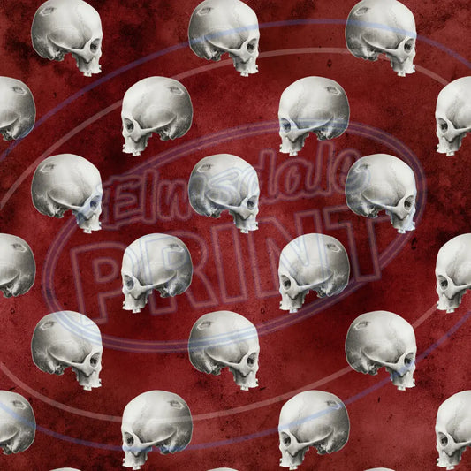 Red Silver Skulls 018 Printed Pattern Vinyl