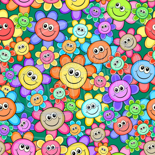 Smiley Petals 001 Printed Pattern Vinyl