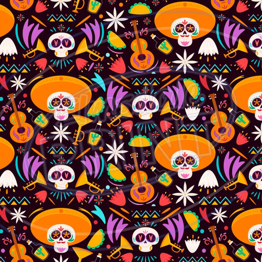 Sugar Skulls 001 Printed Pattern Vinyl