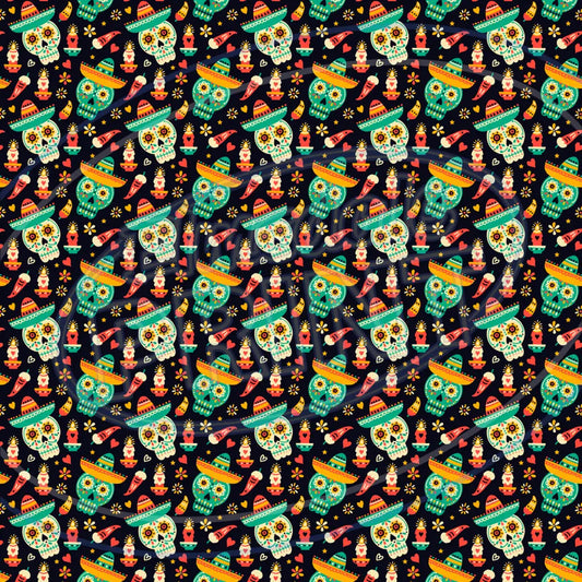 Sugar Skulls 009 Printed Pattern Vinyl