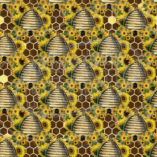 Sunflower Bees 001 Printed Pattern Vinyl