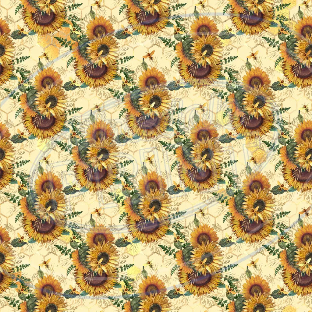 Sunflower Bees 003 Printed Pattern Vinyl