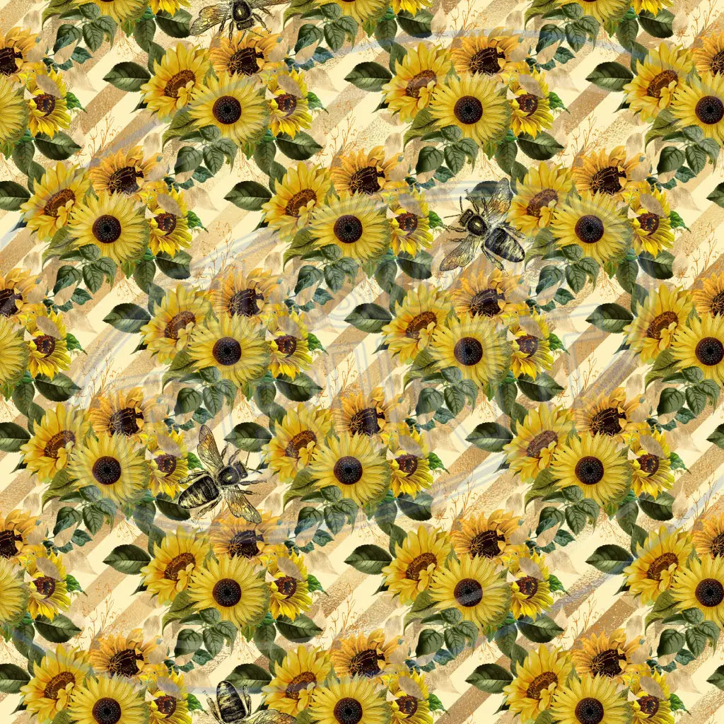 Sunflower Bees 015 Printed Pattern Vinyl