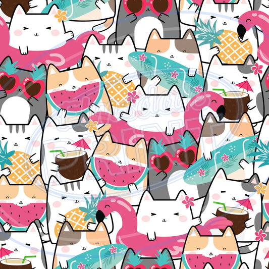 Tropical Kitties 008 Printed Pattern Vinyl