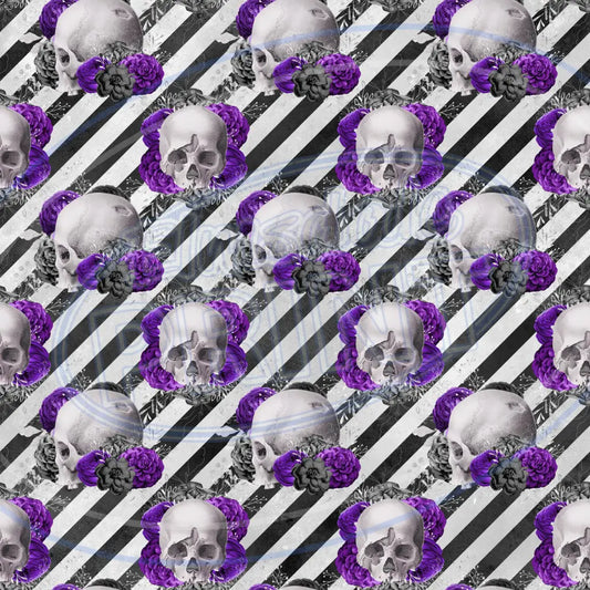 Violet Skulls 002 Printed Pattern Vinyl
